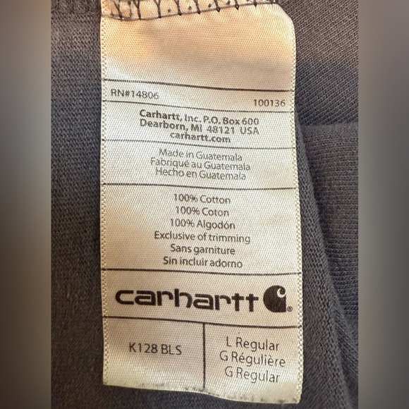 Carhartt Original Fit Henley Shirt L Gray K128 Long Sleeve Heavyweight Workwear - Picture 8 of 10